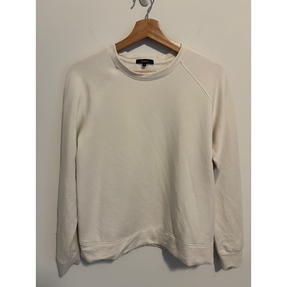 Quince Tencel Modal Raglan Crewneck Sweatshirt Cream Off White Medium